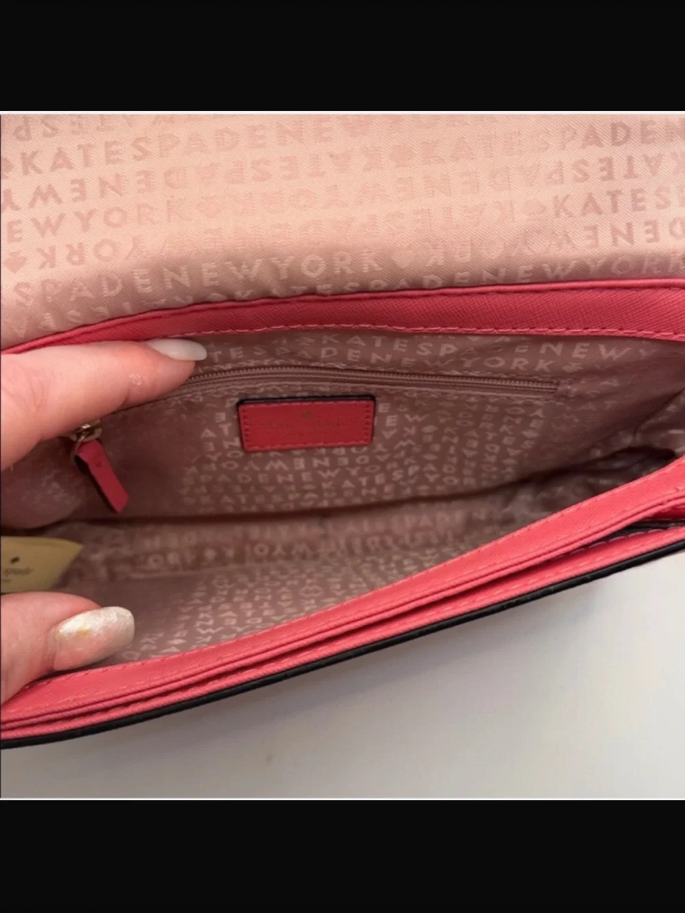kate spade Coral Pink Crossbody Bag with Gold-Tone Plaque